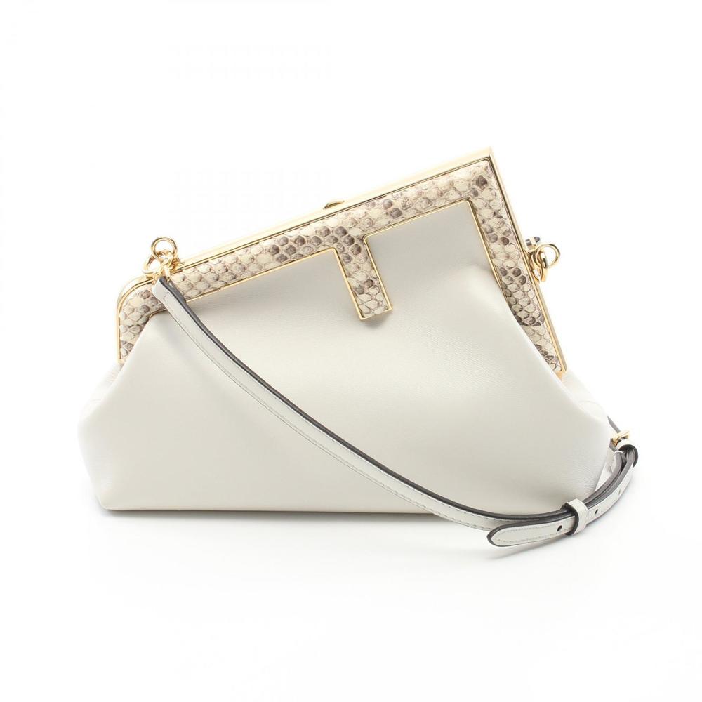 Fendi First Small Shoulder Bag Python Leather Whi… - image 1